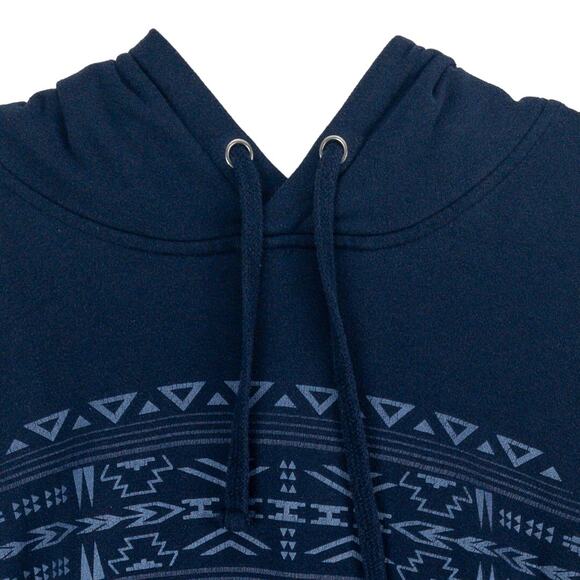 Ariat Hoodie Men’s Medium Pullover Navy Blue Southwest Graphic Logo Ranch Fleece - Picture 2 of 13